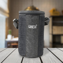 Ganesh 4In1 Tiffin Box-Lunch Box | 3 Stainless Steel Containers 300 Ml Approx & Plastic Salad Container 200 Ml Approx| Plastic lid Box | Round Zip Bag | Leak Proof | Microwave Safe for Office, College and School for Men, Women