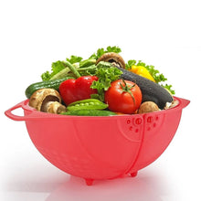 Plastic Revolving Multi Functional Rice, Vegetable Fruit Wash Basket Bowl